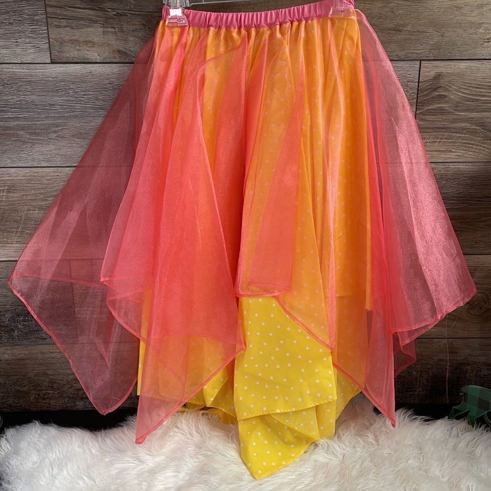 Hankerchief  Skirt, Size Small, Pink and Yellow Layered, Handmade, Costumes - Picture 3 of 3